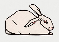 Vintage Illustration of Lying rabbit.