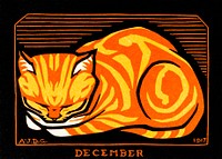 December Cat (1917) by <a href="https://www.rawpixel.com/search/Julie%20de%20Graag?sort=curated&amp;page=1">Julie de Graag</a> (1877-1924). Original from The Rijksmuseum . Digitally enhanced by rawpixel.