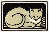 Sleeping Cat (1918) by Julie de Graag (1877-1924). Original from The Rijksmuseum Digitally enhanced by rawpixel.