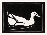 Swimming duck (1923 - 1924) by <a href="https://www.rawpixel.com/search/Julie%20de%20Graag?sort=curated&amp;page=1">Julie de Graag</a> (1877-1924). Original from The Rijksmuseum. Digitally enhanced by rawpixel.
