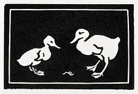 Two ducklings (1923-1924) by <a href="https://www.rawpixel.com/search/Julie%20de%20Graag?sort=curated&amp;page=1">Julie de Graag</a> (1877-1924). Original from The Rijksmuseum. Digitally enhanced by rawpixel.