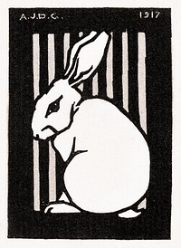 Sitting rabbitby (1917) by <a href="https://www.rawpixel.com/search/Julie%20de%20Graag?sort=curated&amp;page=1">Julie de Graag</a> (1877-1924). Original from The Rijksmuseum. Digitally enhanced by rawpixel