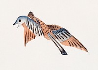 Vintage bird animal art print, remixed from artworks by Hu Zhengyan