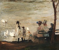 Swans in Central Park (1906) print in high resolution by George Wesley Bellows. Original from Minneapolis Institute of Art. Digitally enhanced by rawpixel.