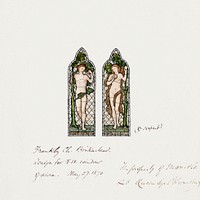 Adam and Eve, Design for Stained Glass Window, Frankby Church, Birkenhead (Cheshire), England (1870) drawing in high resolution by Sir Edward Burne–Jones. Original from Smithsonian Institution. Digitally enhanced by rawpixel.