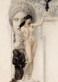 Gustav Klimt's Allegory of Sculpture (1889) paintings in famous painting. Original from Wikimedia Commons. Digitally enhanced by rawpixel.