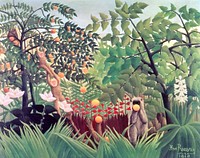 Henri Rousseau's Exotic Landscape (1910) famous painting Original from Wikimedia Commons. Digitally enhanced by rawpixel.