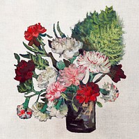 Vase with Carnations illustration, Van Gogh's flower artwork, remastered by rawpixel