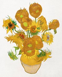 Van Gogh’s Sunflowers clipart, vintage oil painting illustration psd, digitally enhanced from famous artwork 