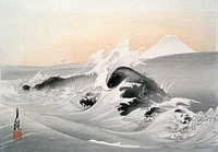 Fuji seen from the sea (1903–1907) print in high resolution by Ogata Gekko.