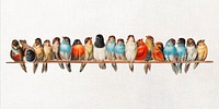 A Perch of Birds illustration, Hector Giacomelli's famous artwork, remastered by rawpixel