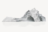Snow mountain collage element, nature, environment concept psd