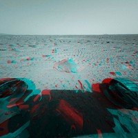 This 3-D stereo anaglyph image was taken by NASA's Mars Exploration Rover Spirit. 3D glasses are necessary to view this image. Jan 19th, 2004. Original from NASA . Digitally enhanced by rawpixel.