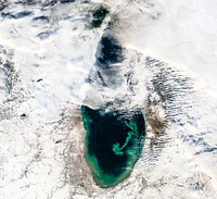 Sediment Transforms Lake Michigan, Original from NASA. Digitally enhanced by rawpixel.