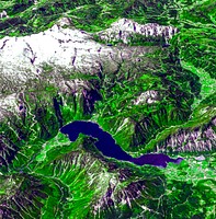 The magnificent natural landscape of Salzkammergut, Austria. Original from NASA . Digitally enhanced by rawpixel.