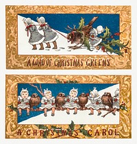 Christmas Card Depicting Children and Birds (1865&ndash;1899) by <a href="https://www.rawpixel.com/search/l.%20prang?sort=curated&amp;type=all&amp;page=1">L. Prang &amp; Co</a>. Original from The New York Public Library. Digitally enhanced by rawpixel.