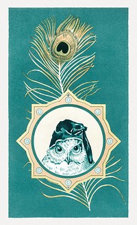 Christmas Card Depicting Owl (1865&ndash;1899) by <a href="https://www.rawpixel.com/search/l.%20prang?sort=curated&amp;type=all&amp;page=1">L. Prang &amp; Co</a>. Original from The New York Public Library. Digitally enhanced by rawpixel.