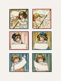 Christmas Card Depicting Children (1865&ndash;1899) by <a href="https://www.rawpixel.com/search/l.%20prang?sort=curated&amp;type=all&amp;page=1">L. Prang &amp; Co</a>. Original from The New York Public Library. Digitally enhanced by rawpixel.