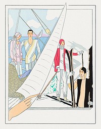 Ad for summer (1928) fashion illustration in high resolution by Andr&eacute; Gillier. Original from the Rijksmuseum. Digitally enhanced by rawpixel.
