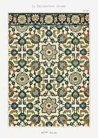 Emile Prisses d&rsquo;Avennes pattern, plate no. 23, La Decoration Arabe. Digitally enhanced lithograph from own original 1885 edition of the book