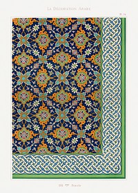 Arabic art pattern, Emile Prisses d’Avennes, La Decoration Arabe. Digitally enhanced lithograph from own original 1885 edition of the book