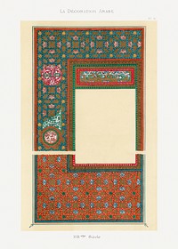 Arabic art pattern, Emile Prisses d’Avennes, La Decoration Arabe. Digitally enhanced lithograph from own original 1885 edition of the book