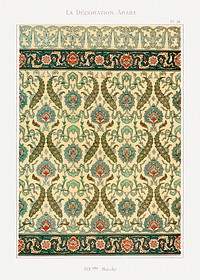 Vintage arabesque decoration, plate no. 38, Emile Prisses d’Avennes, La Decoration Arabe. Digitally enhanced lithograph from own original 1885 edition of the book