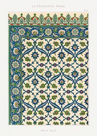 Arabic art pattern, Emile Prisses d’Avennes, La Decoration Arabe. Digitally enhanced lithograph from own original 1885 edition of the book