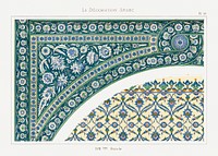 La Decoration Arabe, plate no. 50, Emile Prisses d’Avennes. Digitally enhanced lithograph from own original 1885 edition of the book Digitally enhanced from our own original 1865 edition of Les Plantes à Feuillage Coloré by Alexander Francis Lydon & Benjamin Fawsett.