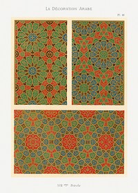 Vintage arabesque decoration, plate no. 68, Emile Prisses d’Avennes, La Decoration Arabe. Digitally enhanced lithograph from own original 1885 edition of the book