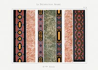 Vintage arabesque decoration, plate no. 76, Emile Prisses d&rsquo;Avennes, La Decoration Arabe. Digitally enhanced lithograph from own original 1885 edition of the book