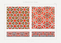 Emile Prisses d&rsquo;Avennes pattern, plate no. 78, La Decoration Arabe. Digitally enhanced lithograph from own original 1885 edition of the book