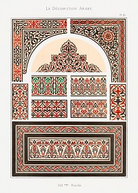 Emile Prisses d’Avennes pattern, plate no. 85, La Decoration Arabe. Digitally enhanced lithograph from own original 1885 edition of the book