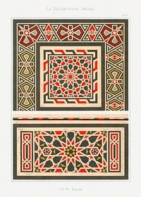 Vintage arabesque decoration, plate no. 81, Emile Prisses d&rsquo;Avennes, La Decoration Arabe. Digitally enhanced lithograph from own original 1885 edition of the book