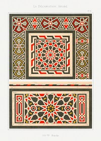 Vintage arabesque decoration, plate no. 81, Emile Prisses d’Avennes, La Decoration Arabe. Digitally enhanced lithograph from own original 1885 edition of the book