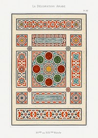 Arabic art pattern, Emile Prisses d’Avennes, La Decoration Arabe. Digitally enhanced lithograph from own original 1885 edition of the book