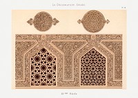 La Decoration Arabe, plate no. 96, Emile Prisses d&rsquo;Avennes. Digitally enhanced lithograph from own original 1885 edition of the book
