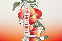 Soda can mockup, fruity product branding psd