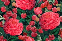 Pink flower, botanical background, vintage aesthetic psd