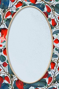 Vintage red flower frame, blue background vector
