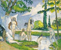 Bathers (ca. 1874&ndash;1875) by <a href="https://www.rawpixel.com/search/Paul%20Cezanne?sort=curated&amp;type=all&amp;page=1">Paul C&eacute;zanne</a>. Original from The MET Museum. Digitally enhanced by rawpixel.