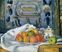 Dish of Apples (ca. 1876&ndash;1877) by <a href="https://www.rawpixel.com/search/Paul%20Cezanne?sort=curated&amp;type=all&amp;page=1">Paul C&eacute;zanne</a>. Original from The MET Museum. Digitally enhanced by rawpixel.