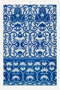 Flower pattern, Examples of Chinese Ornament selected from objects in the South Kensington Museum and other collections by Owen Jones. Digitally enhanced plate from our own original 1867 edition of the book.