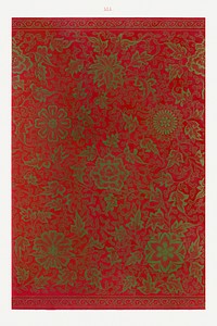 Red flower pattern, Examples of Chinese Ornament selected from objects in the South Kensington Museum and other collections by Owen Jones. Digitally enhanced plate from our own original 1867 edition of the book.