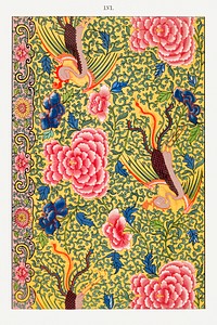 Flower illustration, Examples of Chinese Ornament selected from objects in the South Kensington Museum and other collections by Owen Jones. Digitally enhanced plate from our own original 1867 edition of the book.