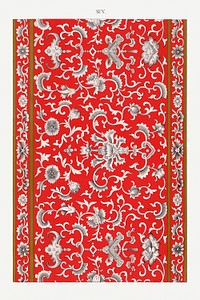 Red floral pattern, Examples of Chinese Ornament selected from objects in the South Kensington Museum and other collections by Owen Jones. Digitally enhanced plate from our own original 1867 edition of the book.