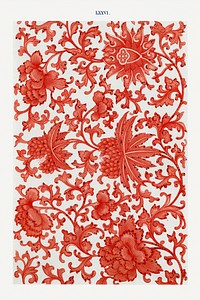 Flower pattern, Examples of Chinese Ornament selected from objects in the South Kensington Museum and other collections by Owen Jones. Digitally enhanced plate from our own original 1867 edition of the book.