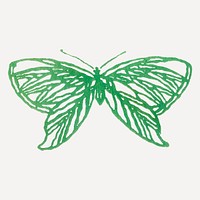 Green butterfly, Japanese woodblock, vintage illustration vector