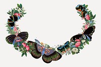 Vintage butterfly wreath, Japanese style illustration vector