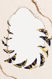 Butterfly frame background, Japanese art, gold glitter design vector